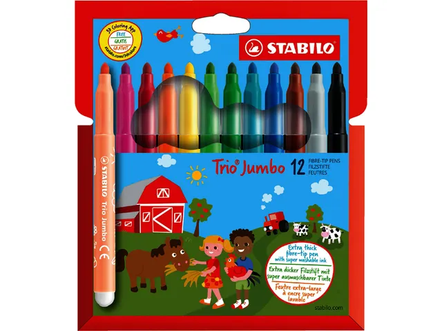 Viltstift STABILO Trio Jumbo 380/12 extra large assorti 12 stuks