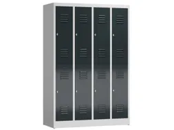 Dubbeldekse garderobekast 1800x1185x500mm 4x2vak klink RAL7035 RAL7016