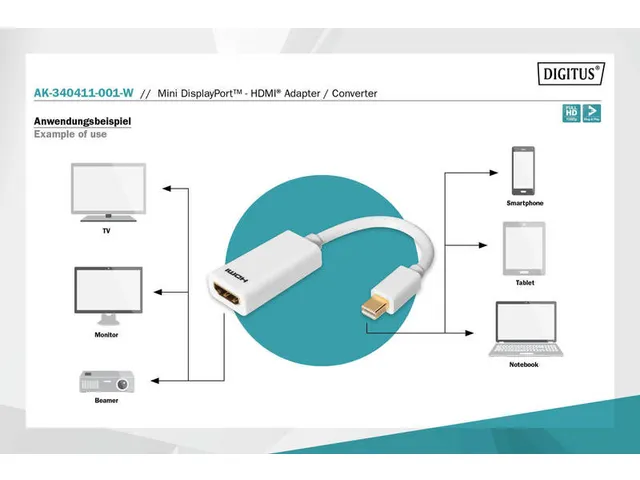 Mini DisplayPort HDMI-adapter converter Wit