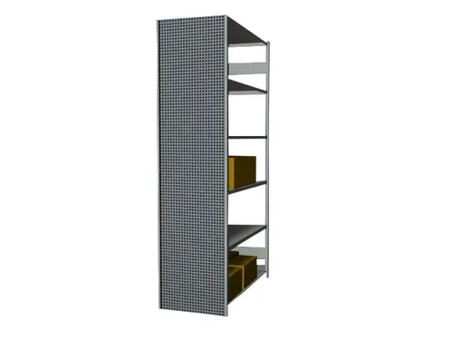 zijwand,v. inhaakstelling,HxD 2500x600mm,staal,RAL7035,perforatieplaat