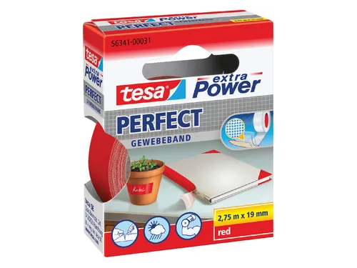 Plakband Tesa textiel 19mmx2.75m rood
