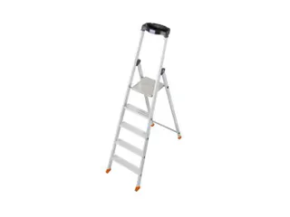 trapladder,eenzijdig,5treden,bordes met profiel,Stand H 1,05m - 1