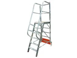 verrijdbare treden-platformladder,eenzijdig,6trede(n),stand H 1,4m