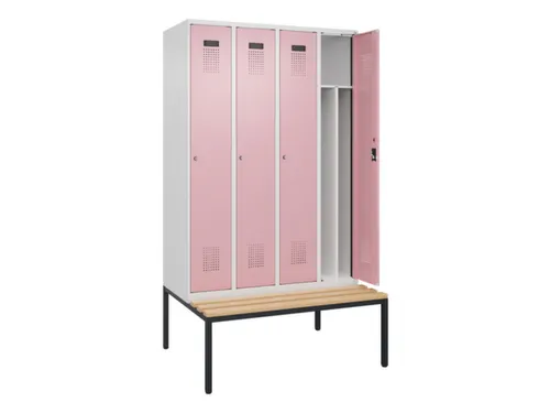 locker met bank,voor scheiding van kleding,HxBxD 2120x1200x815mm,4vak