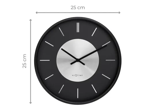 Wandklok NeXtime Retro II 25cm zwart/zilver metaal