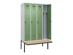 locker met bank,voor scheiding van kleding,HxBxD 2120x1200x815mm,4vak