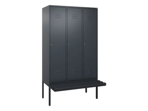 locker met bank,HxBxD 2120x1200x815mm,3vak,vak B 400mm,cil.-slot