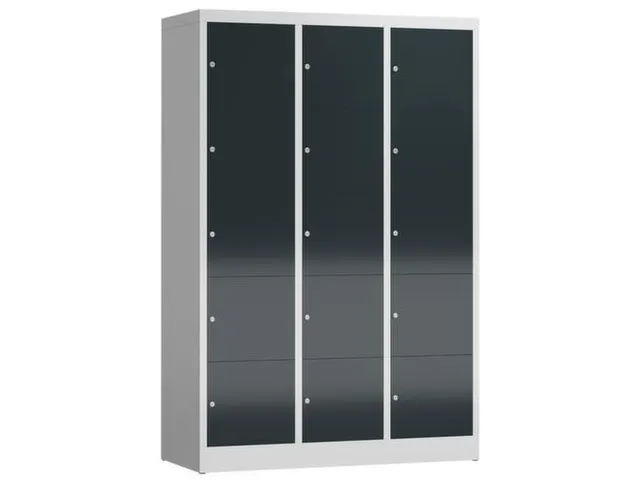 lockerkast,HxBxD 1800x1185x500mm,3x5vakken,vak B 395mm,cil.-slot