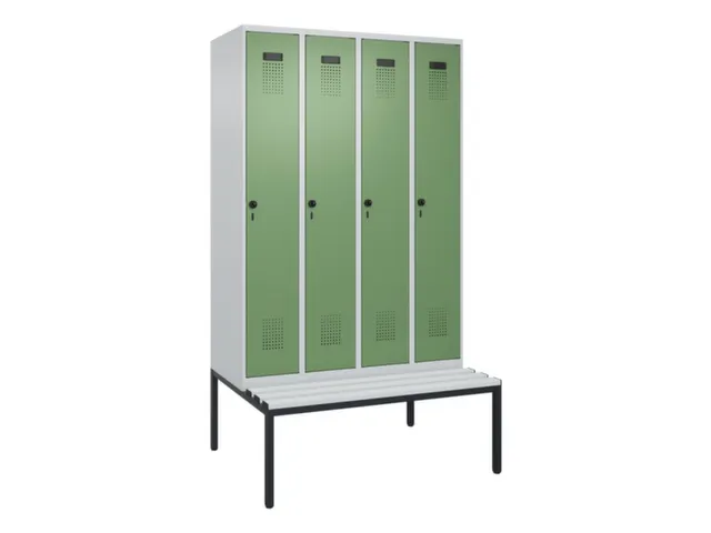 locker met bank,voor scheiding van kleding,HxBxD 2120x1200x815mm,4vak