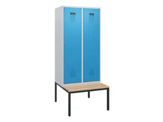 locker met bank,HxBxD 1950x800x815mm,2vak,vak B 400mm,cilinderslot - 2