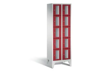 Lockerkast 1850x610x500mm 2x5 vakken Cilinderslot Poten, RAL3003 - 2
