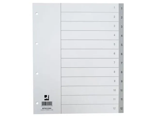 Tabbladen PP Set 1-12 Met Indexblad A4 11-Gaats Grijs