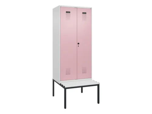 PBM-locker met bank,HxBxD 2120x800x815mm,2vak,vak B 400mm,draaigrendel