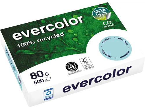 Gerecycleerd Kopierpapier Evercolor 80 Gram A4 Helblauw