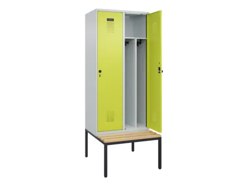 locker met bank,voor scheiding van kleding,HxBxD 2120x800x815mm,2vak