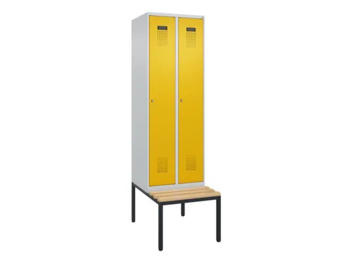 locker met bank,HxBxD 2120x600x815mm,2vak,vak B 300mm,cilinderslot