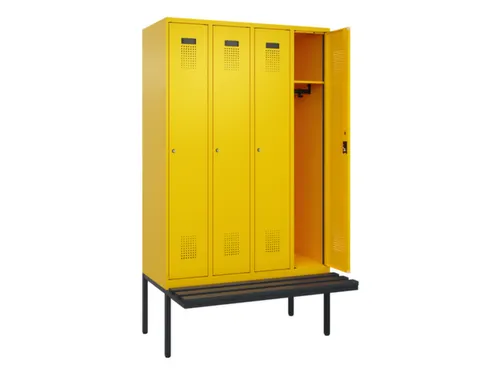 locker met bank,HxBxD 2120x1200x815mm,4vak,vak B 300mm,cilinderslot