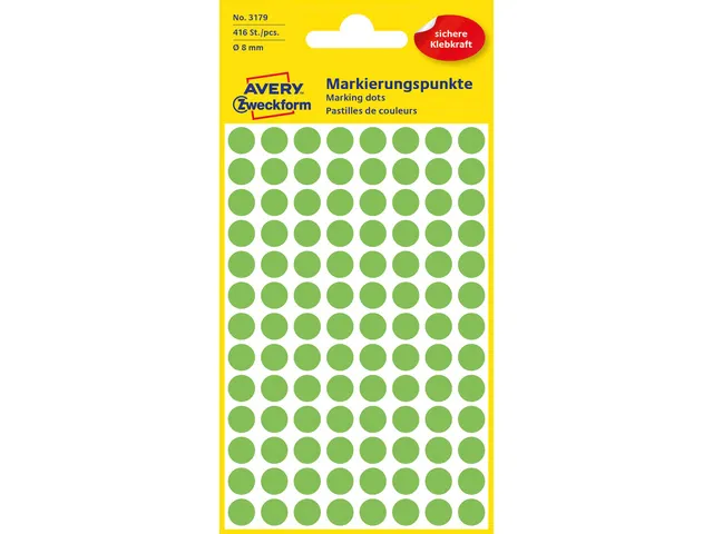 etiket Zweckform 8mm rond 4 vel a 104 etiketjes lichtgroen