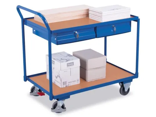 Tafelwagen 250kg 1000x600mm 2 Etages 2 Laden Houten Plaat