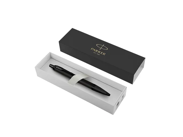 Stylo bille Parker IM Monochrome noir mat PVD point moyenne encre bleu