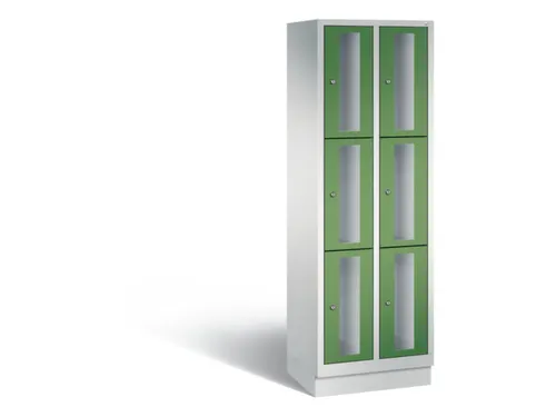 Lockerkast 1800x610x500mm 2x3 vakken Cilinderslot, Sokkel, RAL6011