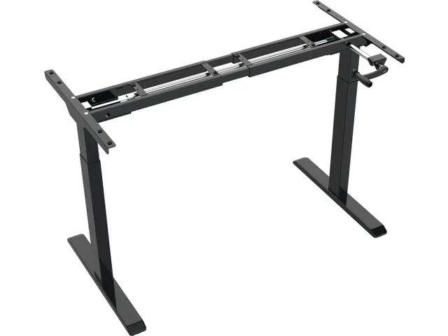 Cadre bureau Assis-Debout Réglage Manivelle Noir 180cm