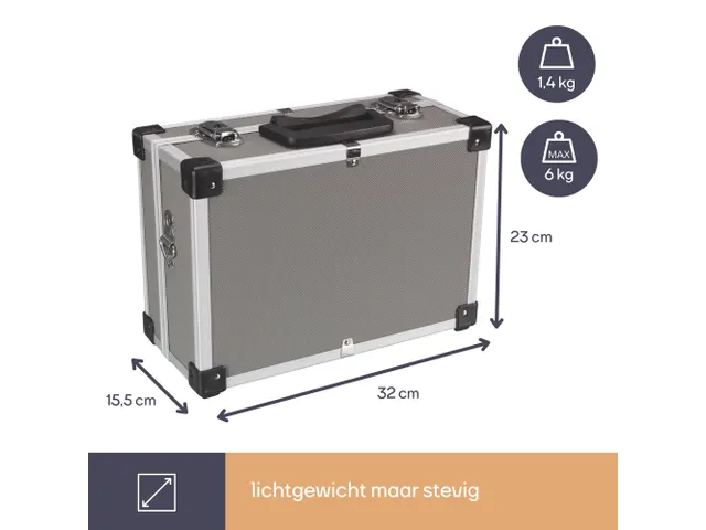 Aluminium Gereedschapskoffer 320x230x155mm 11.4 Liter Grijs