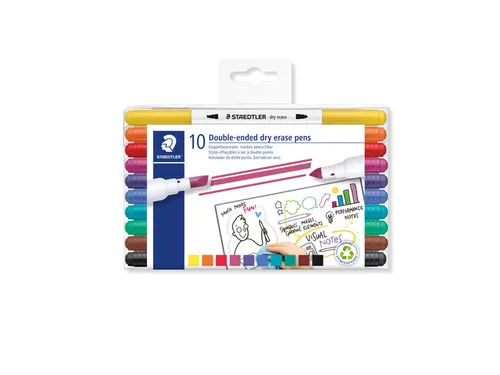 Whitebordstiften Staedtler dubbele punt dry erase set à 10 kleuren