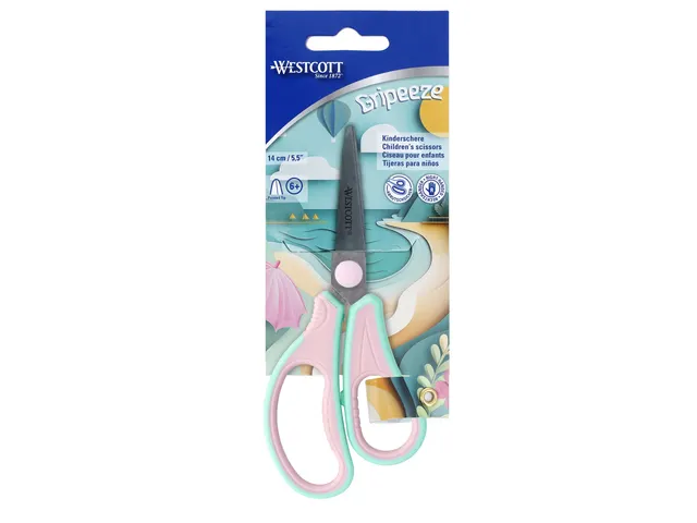 Kinderschaar Westcott Gripeeze 14cm roze / lichtblauw spitse punt