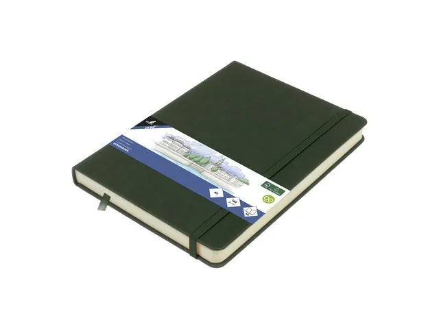 Schetsboek Kangaro A5 forest green PU HC 80 vel 140gr roomwit met elas