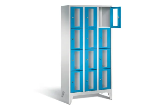 Lockerkast 1850x900x500mm 3x4 vakken Cilinderslot Poten, RAL5012