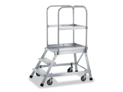 Bordestrap Aluminium Bordes 720x600x800mm 3treden Rooster Verrijdbaar