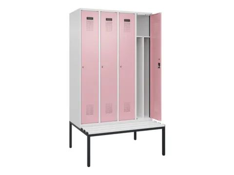 locker met bank,voor scheiding van kleding,HxBxD 2120x1200x815mm,4vak