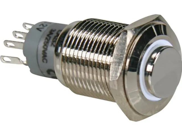 Hoge Ronde Metalen Schakelaar Spdt 1NO 1NC - Witte Ring