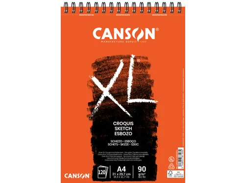 Schetspapier Canson XL Sketch 120vel 90gr A4 ivoorwit