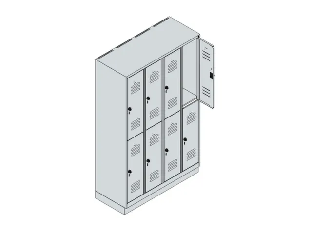 dubbeldekse locker,HxBxD 1950x1200x500mm,4x2vak.,vak B 300mm