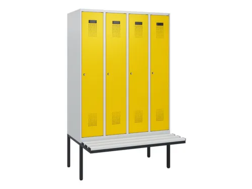 locker met bank,HxBxD 1950x1200x815mm,4vak,vak B 300mm,cilinderslot