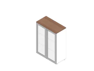 vitrinekast HxBxD 1232x900x450mm 2xhouten vloer 3 OH wit noten - 1