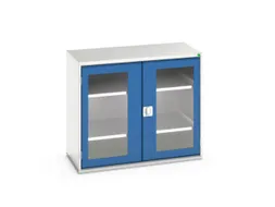 vitrinekast 900x1050x550mm 2xStalen bodem romp RAL7035 front RAL5010