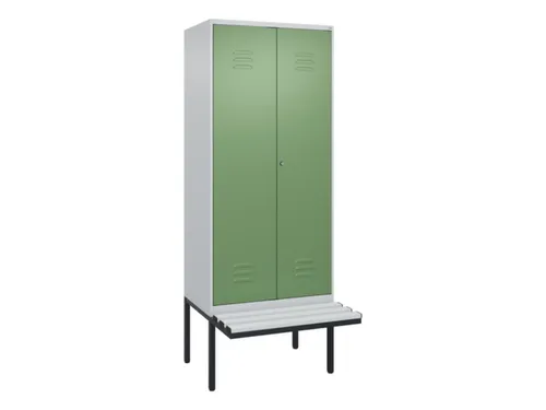 PBM-locker met bank,HxBxD 2120x800x815mm,2vak,vak B 400mm,cil.-slot