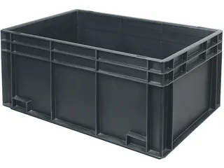 ESD-stapelbak,HxLxB 280x600x400mm,54l,PP,zwart,Wanden gesloten - 2