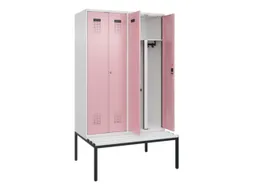 PBM-locker met bank,HxBxD 2120x1200x815mm,4vak,vak B 300mm