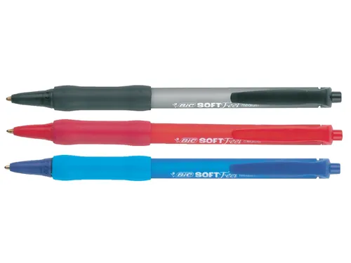 Balpen Bic soft feel grip clic medium rood