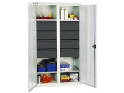Materiaalkast 1800x1000x500mm 4legborden Uitschuifbaar 8laden Grijs