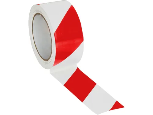 vloermarkeertape,PVC,rood/wit,band LxB 10mx50mm