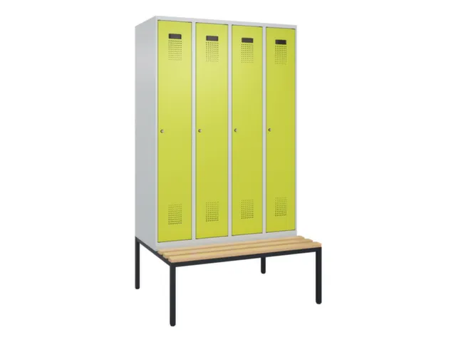 locker met bank,voor scheiding van kleding,HxBxD 2120x1200x815mm,4vak
