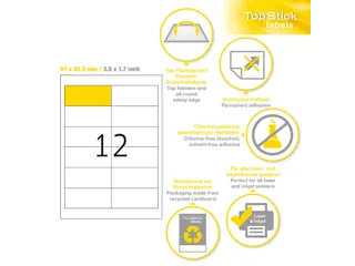 Etiketten universele labels A4 permanent 97x42,3mm Wit 1200 stuks - 2