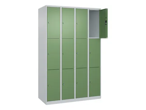 lockerkast,HxBxD 1850x1200x500mm,4x3vakken,vak B 300mm,cil.-slot