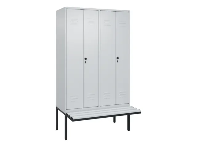 PBM-locker met bank,HxBxD 2120x1200x815mm,4vak,vak B 300mm