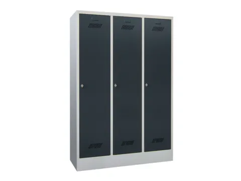 lockerkast,HxBxD 1850x1200x500mm,3vak,RAL7035,front RAL5010